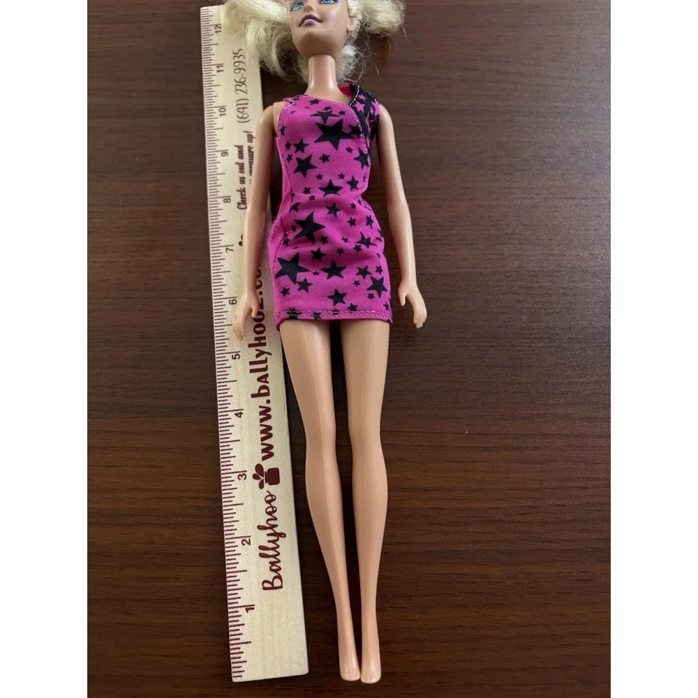 Mattel Barbie Doll 2009 Blonde Hair Purple Black Star Dress